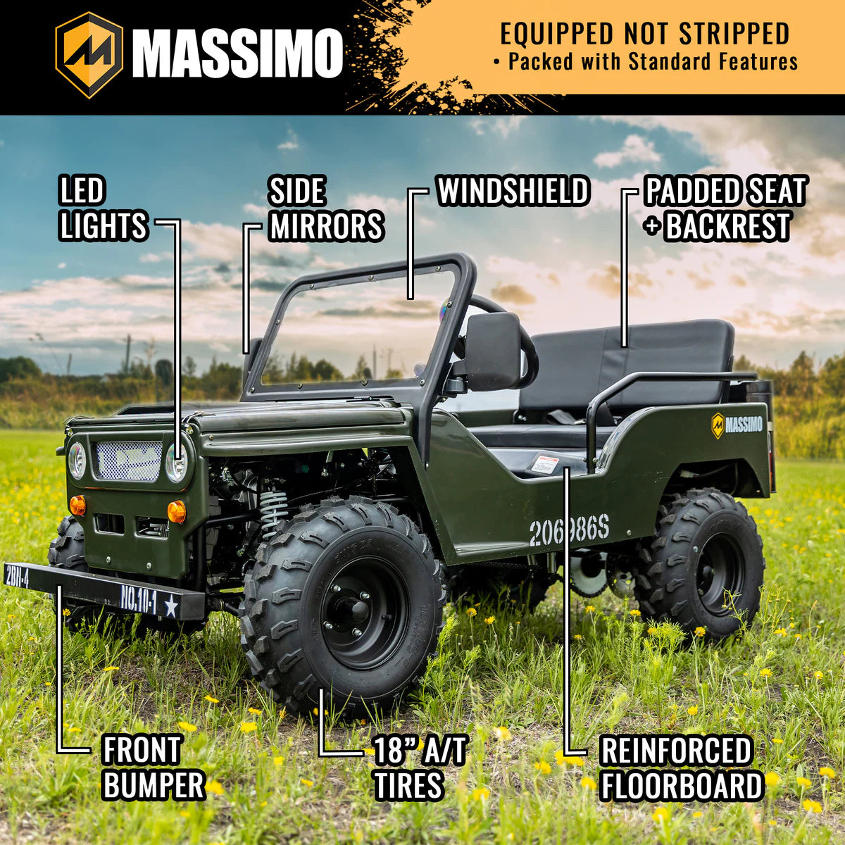 125cc Mini Jeep | Willys Edition | 3-Speed | Off Road | Gasoline Engine